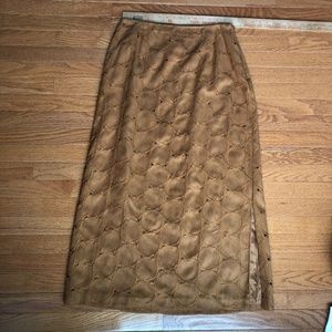 Coldwater Creek Faux Leather Brown Interesting Pattern Skirt Size 16